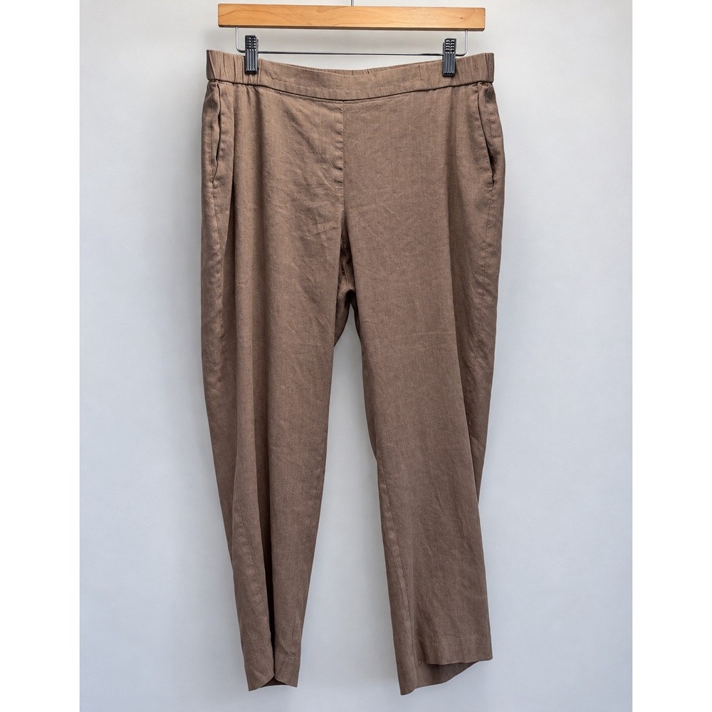 J. Jill Linen Stretch Brown Pull-On Ankle Pants Size 10